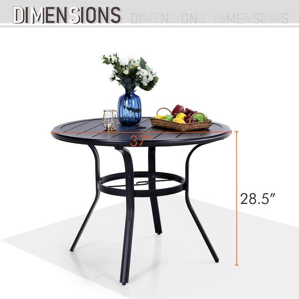 5Piece Patio Dining Set, 1 Round Metal Steel Dining Table with 1.57